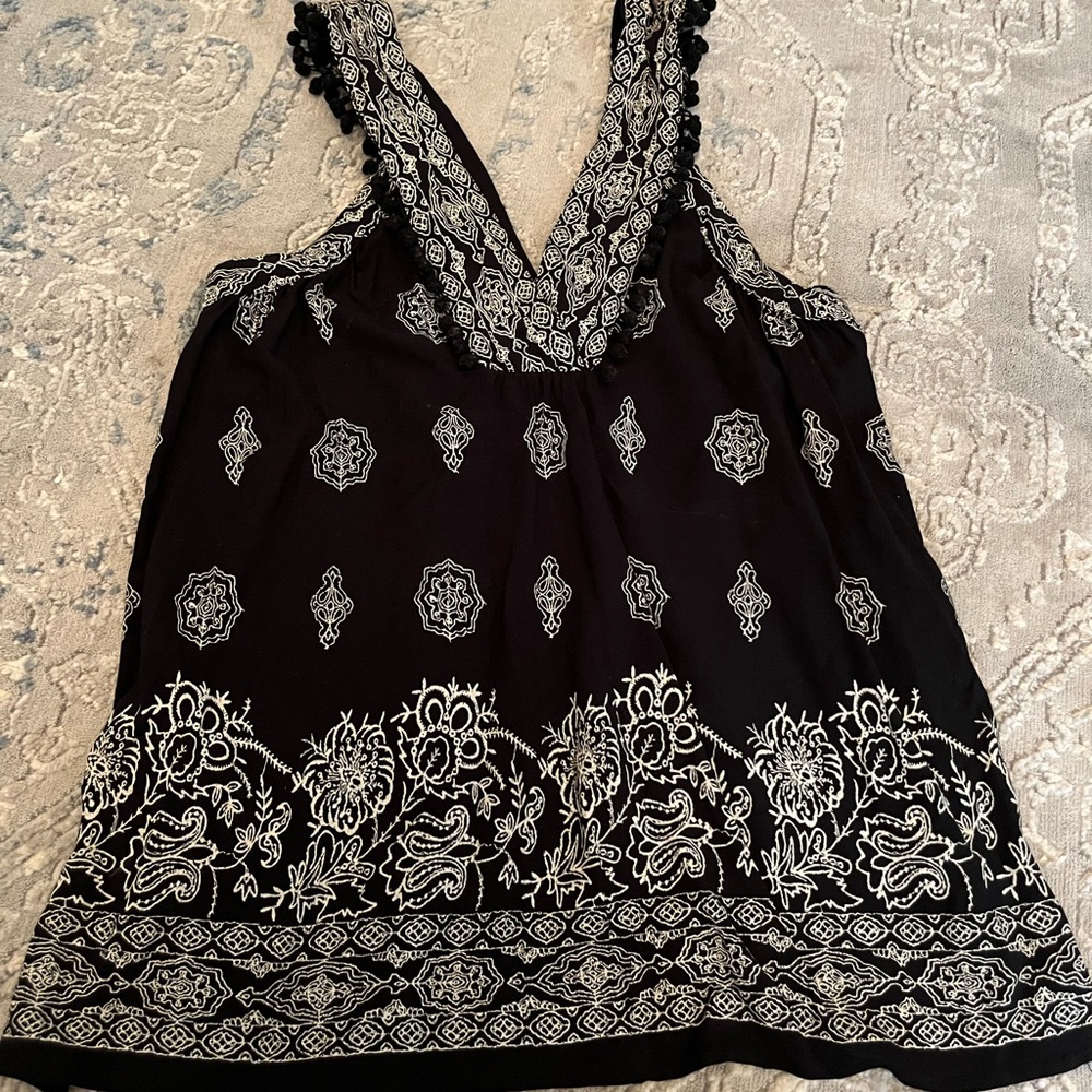 LOFT black and white boho tank, Women’s XS
